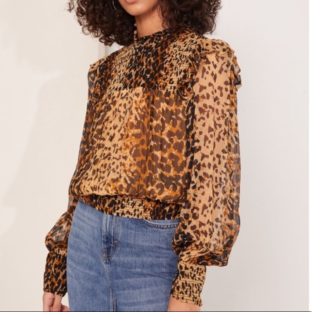 NWT Free People Roma Printed Ruffle Blouse
